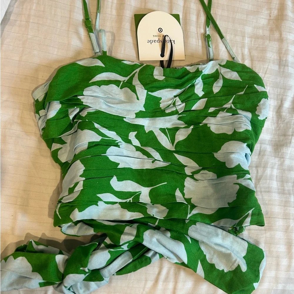 Kate Spade Green and Light Blue Patterned Blouse - Picture 5 of 6